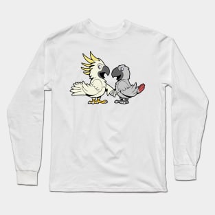 Friends for life - cockatoo and grey parrot Long Sleeve T-Shirt